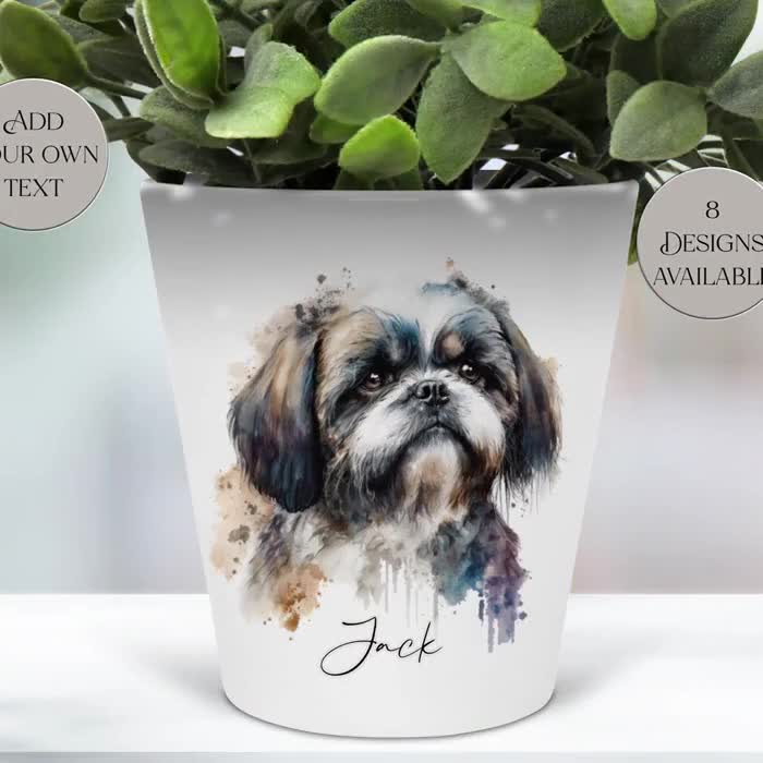 パーソナライズされたシーズーの植木鉢：犬のメモリアルギフト、メイク
